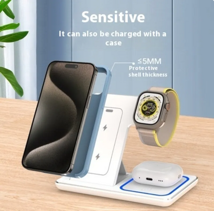 Foldable 3-in-1 Wireless Charging Stand- Fast Charge