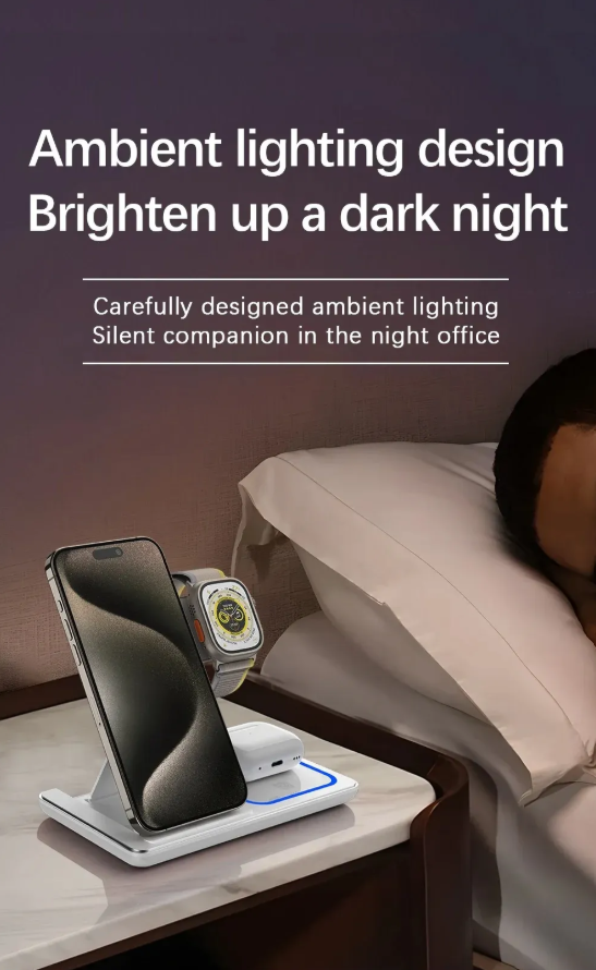 Foldable 3-in-1 Wireless Charging Stand- Fast Charge